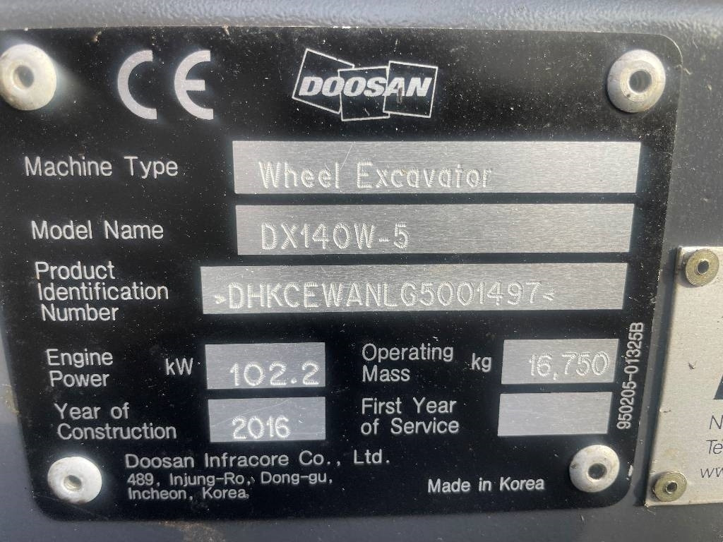 Doosan DX 140 W-5 Dismantled: only spare parts - Колесен багер: снимка 5 Doosan DX 140 W-5 Dismantled: only spare parts - Колесен багер: снимка 5