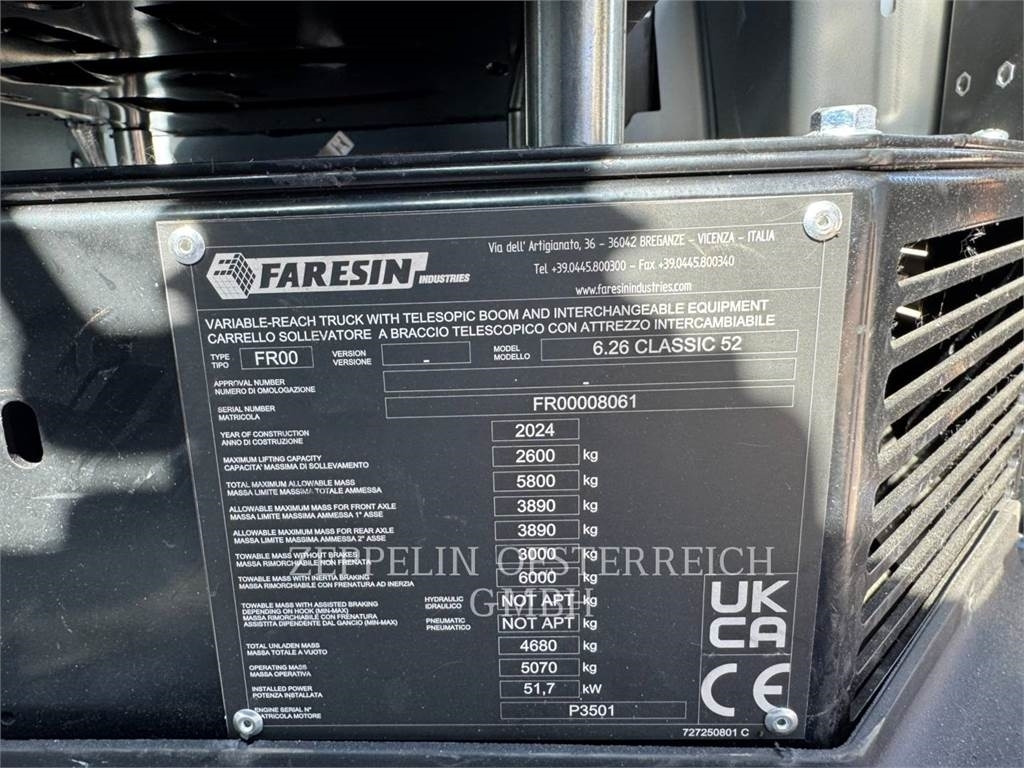 Faresin 6.26 CLASSIC 52 - Телескопичен товарач: снимка 5 Faresin 6.26 CLASSIC 52 - Телескопичен товарач: снимка 5