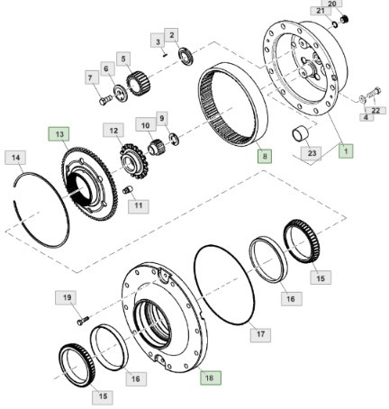 John Deere 7830 Zwolnica Kapelusz Piasta Koło Koronkowe RE564018 R554716 R104756 - Ходов редуктор за Селскостопанска техника: снимка 2 John Deere 7830 Zwolnica Kapelusz Piasta Koło Koronkowe RE564018 R554716 R104756 - Ходов редуктор за Селскостопанска техника: снимка 2