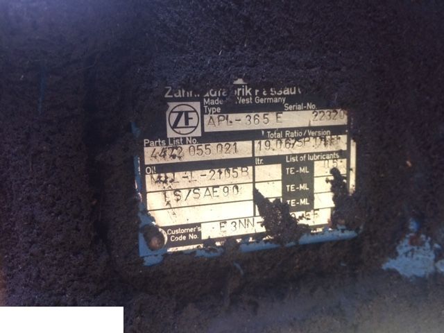 Most napędowy ZF APL 365 - Ос и части за Селскостопанска техника: снимка 1 Most napędowy ZF APL 365 - Ос и части за Селскостопанска техника: снимка 1