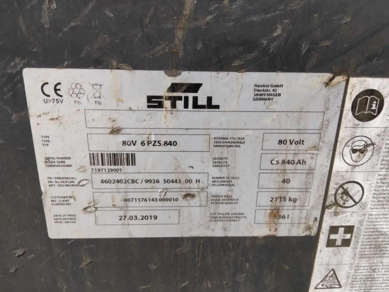 Hawker Battery 80V 840Ah - Акумулатор за Подемно-транспортна техника: снимка 2 Hawker Battery 80V 840Ah - Акумулатор за Подемно-транспортна техника: снимка 2
