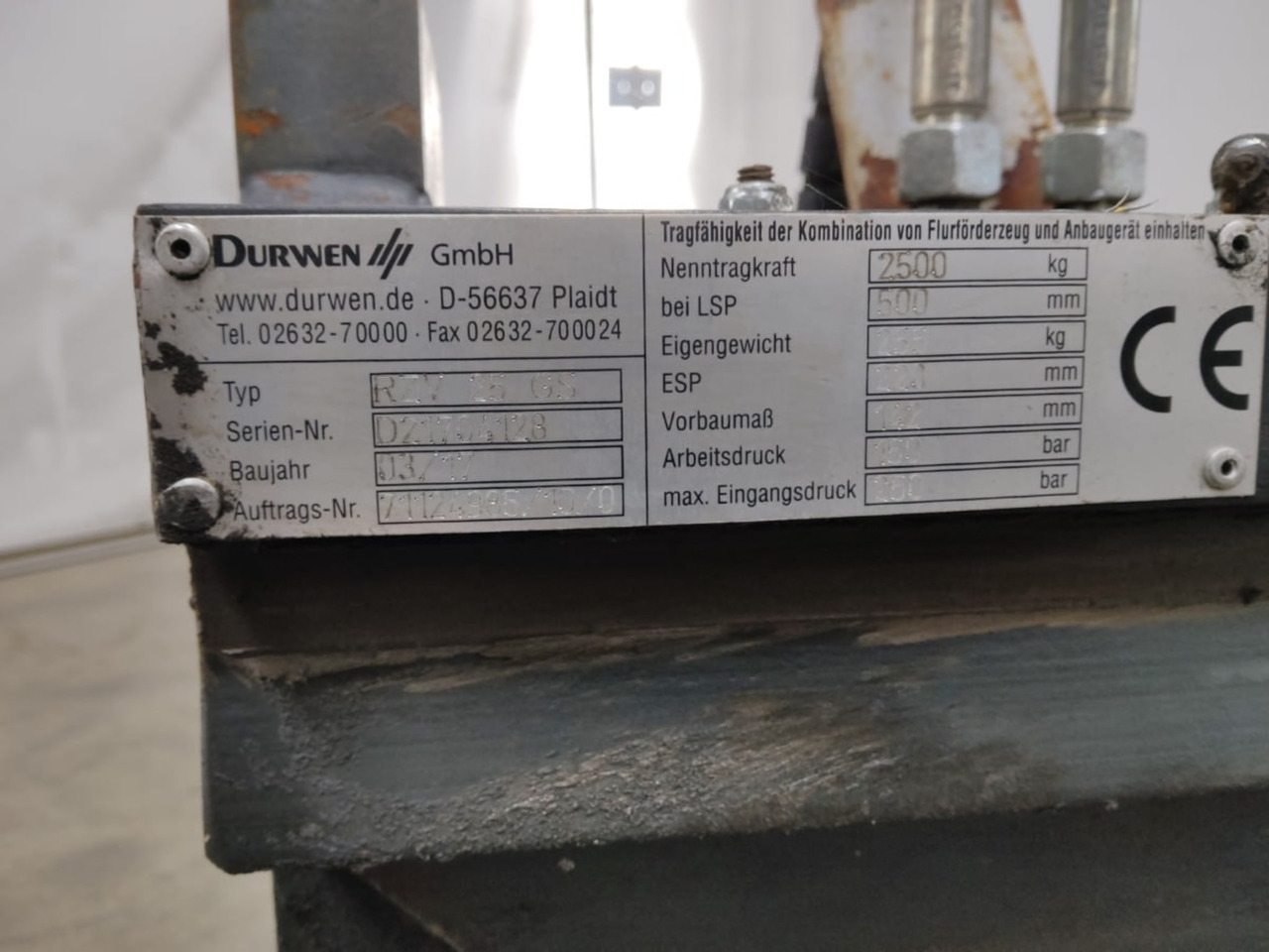 Durwen RZV25GS - Прикачен инвентар за Подемно-транспортна техника: снимка 2 Durwen RZV25GS - Прикачен инвентар за Подемно-транспортна техника: снимка 2