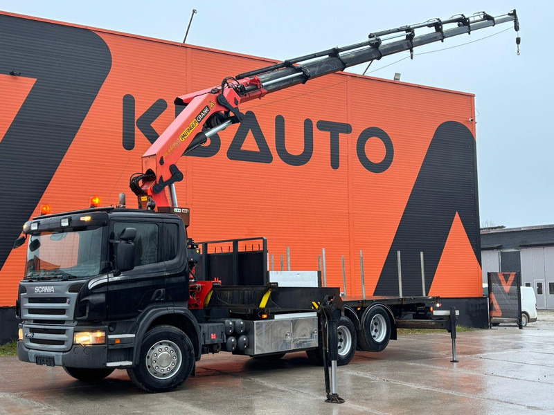 Scania P 380 6x2 PK 44002 + WINCH / PLATFORM L=6090 mm - Бордови камион, Камион с кран: снимка 1 Scania P 380 6x2 PK 44002 + WINCH / PLATFORM L=6090 mm - Бордови камион, Камион с кран: снимка 1