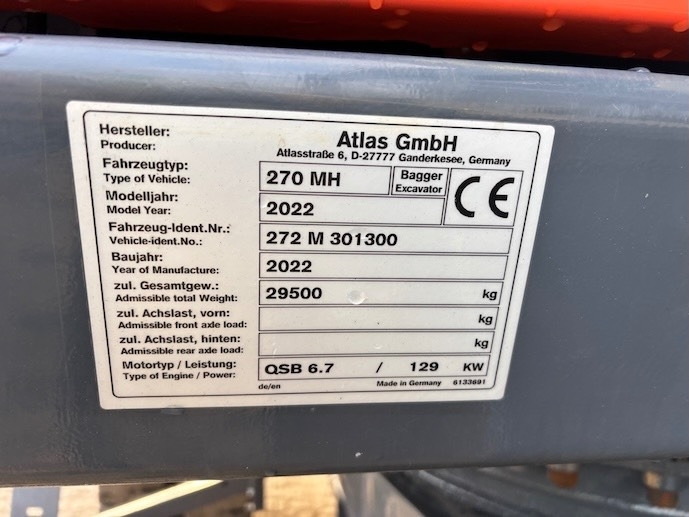 Колесен багер Atlas 270 MH - 270MH - 250 MH - 350 MH: снимка 26