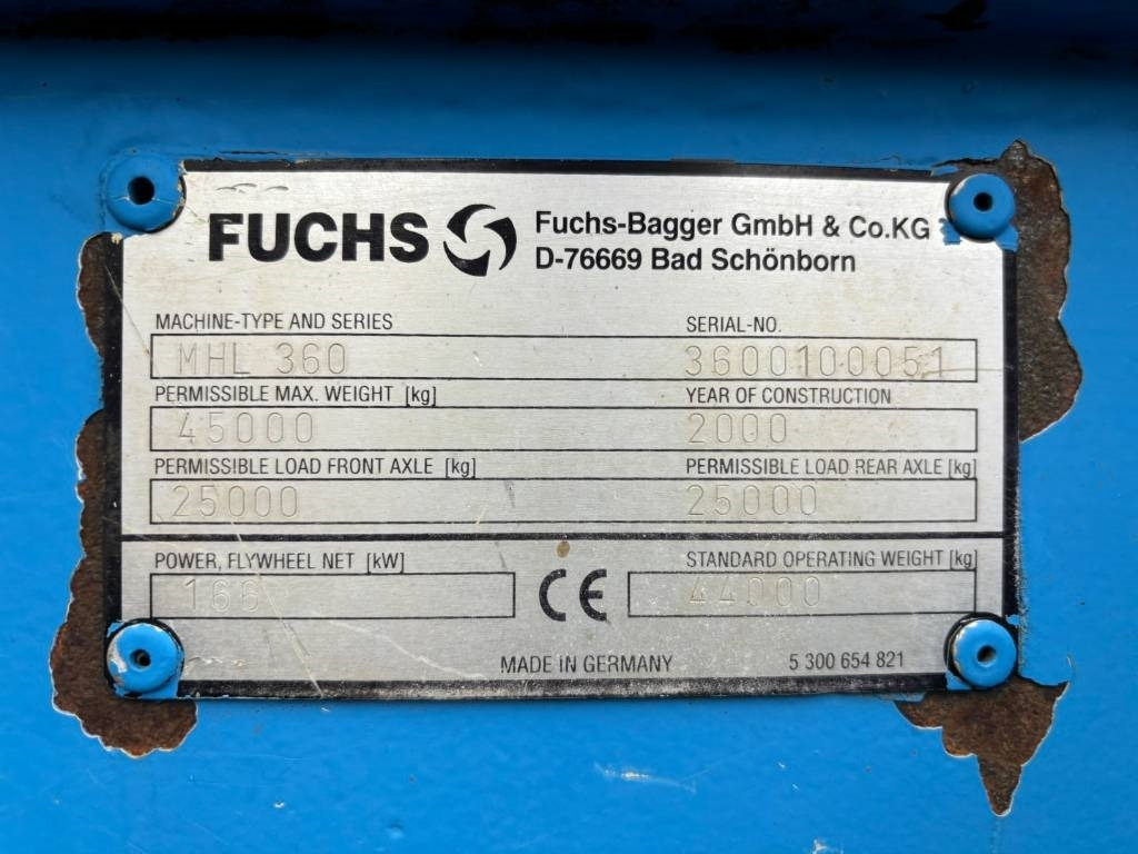 Багер за манипулиране на материали Fuchs MHL360 -- MHL 360 -- good order: снимка 19