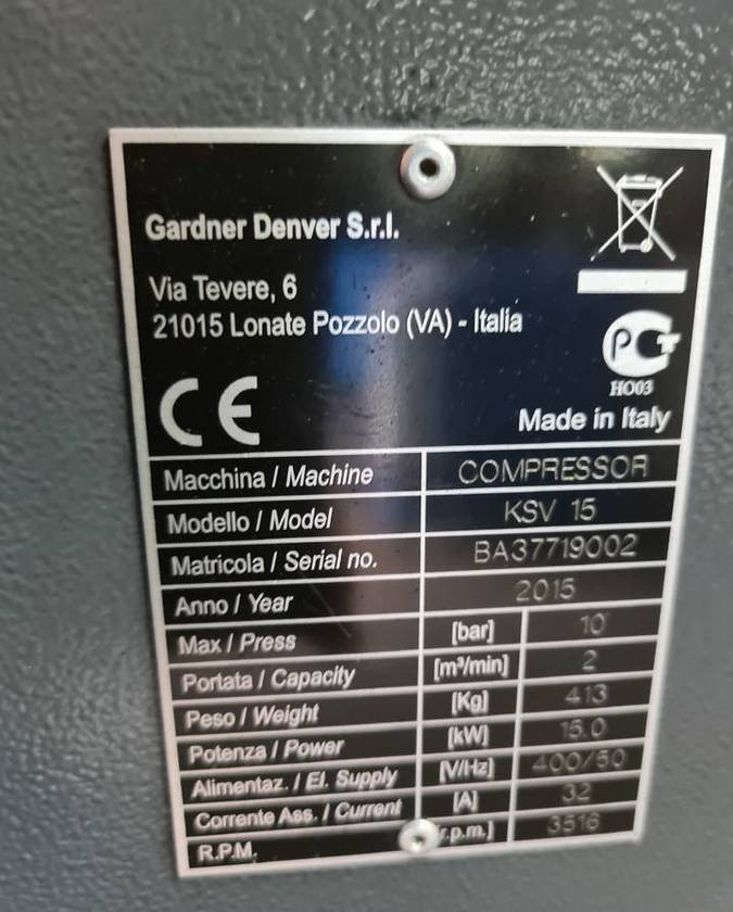 Kompresor śrubowy BOTTARINI KSV 15, 15 kw, 2015r - Компресор за въздух: снимка 5 Kompresor śrubowy BOTTARINI KSV 15, 15 kw, 2015r - Компресор за въздух: снимка 5