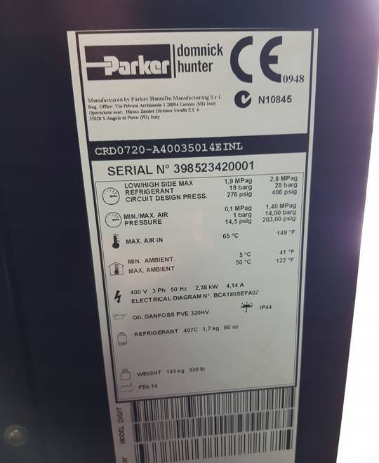 ZIĘBNICZY PARKER DOMNICK HUNTER CRD 0720 - Компресор за въздух: снимка 3 ZIĘBNICZY PARKER DOMNICK HUNTER CRD 0720 - Компресор за въздух: снимка 3