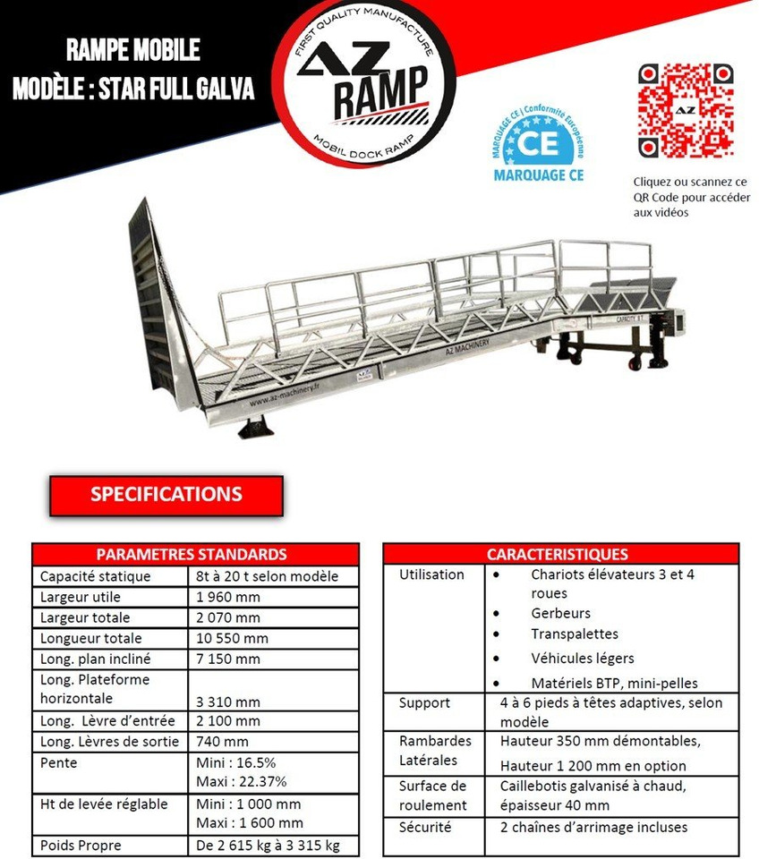 Нови Товарна рампа Loading Ramp with with hydraulic tilting bridge -  AZ RAMP - STAR- 12T FULL GALVA: снимка 11