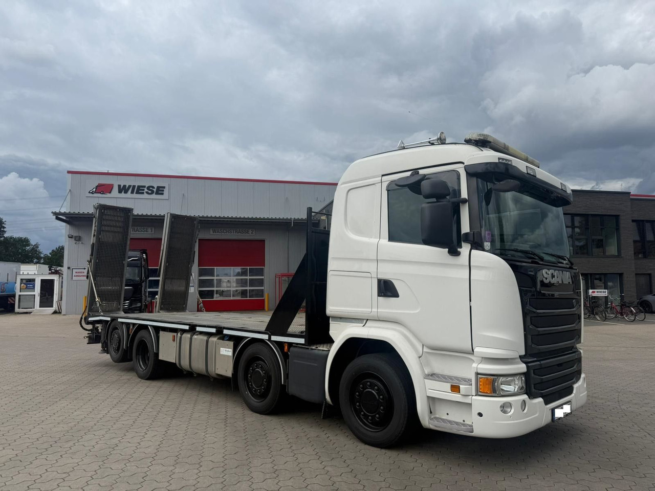 Scania G450 Baumaschinentransporter mit Rampen - Камион пътна помощ: снимка 1 Scania G450 Baumaschinentransporter mit Rampen - Камион пътна помощ: снимка 1