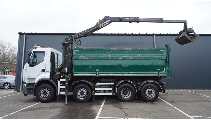 Renault PREMIUM 380 DXI 8X2/6 2 SIDE TIPPER WITH PLFINGER Q 170 Z CRANE.278.200KM - Камион с кран: снимка 1 Renault PREMIUM 380 DXI 8X2/6 2 SIDE TIPPER WITH PLFINGER Q 170 Z CRANE.278.200KM - Камион с кран: снимка 1