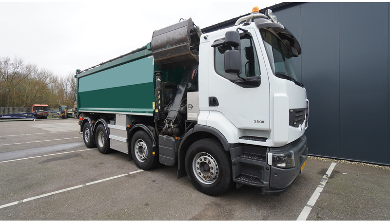 Камион с кран Renault PREMIUM 380 DXI 8X2/6 2 SIDE TIPPER WITH PLFINGER Q 170 Z CRANE.278.200KM: снимка 7