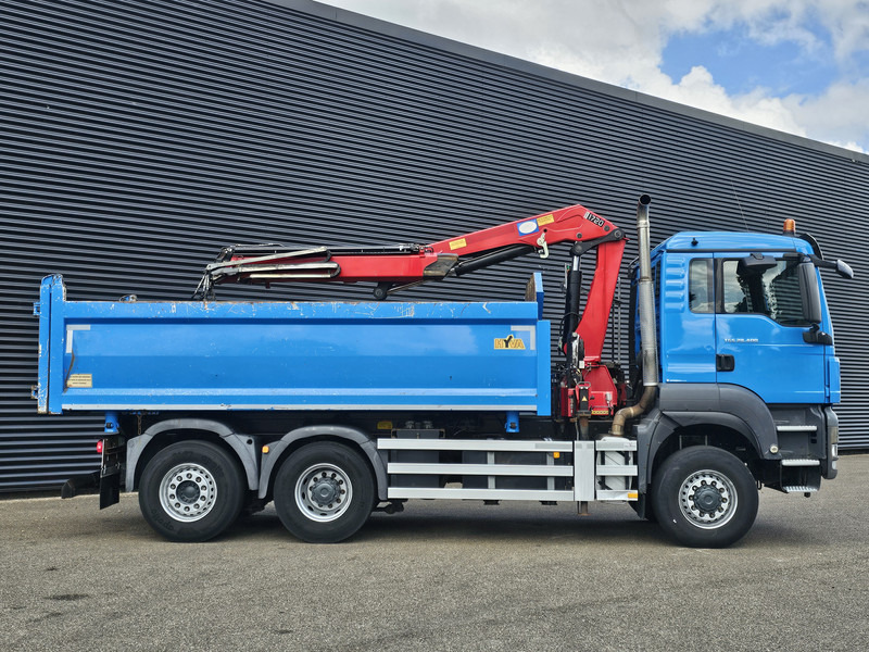 Самосвал камион, Камион с кран MAN TGS 28.400 6X4-4 BL / CRANE + 2 SIDE TIPPER: снимка 10