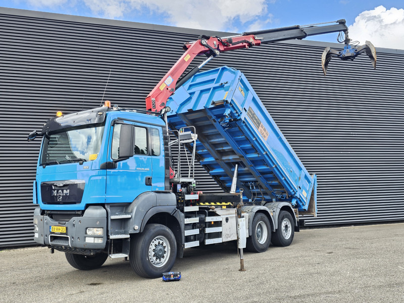 MAN TGS 28.400 6X4-4 BL / CRANE + 2 SIDE TIPPER - Самосвал камион, Камион с кран: снимка 1 MAN TGS 28.400 6X4-4 BL / CRANE + 2 SIDE TIPPER - Самосвал камион, Камион с кран: снимка 1