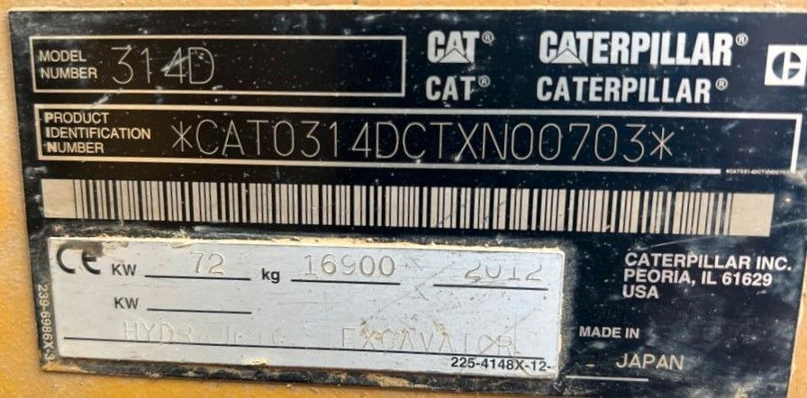 CAT CAT 314 DLCR mit Gummiketten CAT 314 DLCR mit Gummiketten - Верижен багер: снимка 2 CAT CAT 314 DLCR mit Gummiketten CAT 314 DLCR mit Gummiketten - Верижен багер: снимка 2