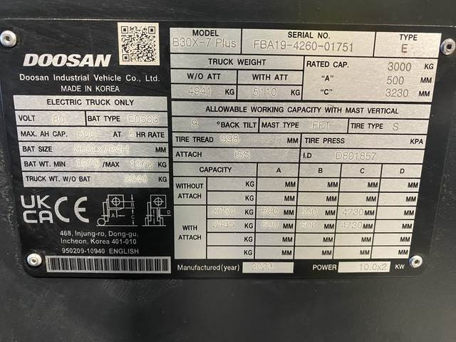 Doosan B30X-7 PLUS - Електрокар: снимка 5 Doosan B30X-7 PLUS - Електрокар: снимка 5