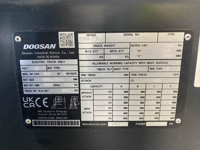 Doosan B35X-7 PLUS - Електрокар: снимка 5 Doosan B35X-7 PLUS - Електрокар: снимка 5