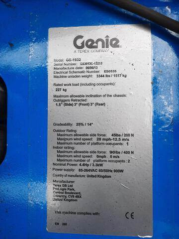 Genie GS1932 - Ножична работна платформа: снимка 2 Genie GS1932 - Ножична работна платформа: снимка 2