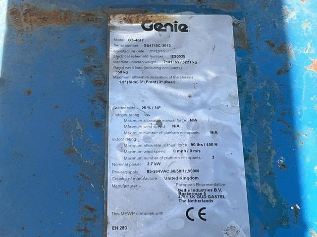 Genie GS4047 - Ножична работна платформа: снимка 5 Genie GS4047 - Ножична работна платформа: снимка 5