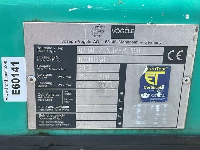 Vögele Super 800 - Асфалтополагач: снимка 5 Vögele Super 800 - Асфалтополагач: снимка 5