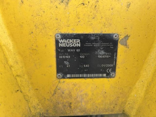 Wacker Neuson WAV60 - Виброплоча, Прикачен инвентар: снимка 5 Wacker Neuson WAV60 - Виброплоча, Прикачен инвентар: снимка 5