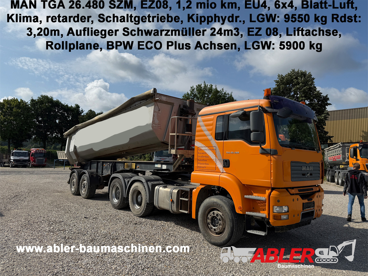 MAN TGA 26.480 6x4 SZM mit Kippauflieger - Самосвал камион: снимка 1 MAN TGA 26.480 6x4 SZM mit Kippauflieger - Самосвал камион: снимка 1