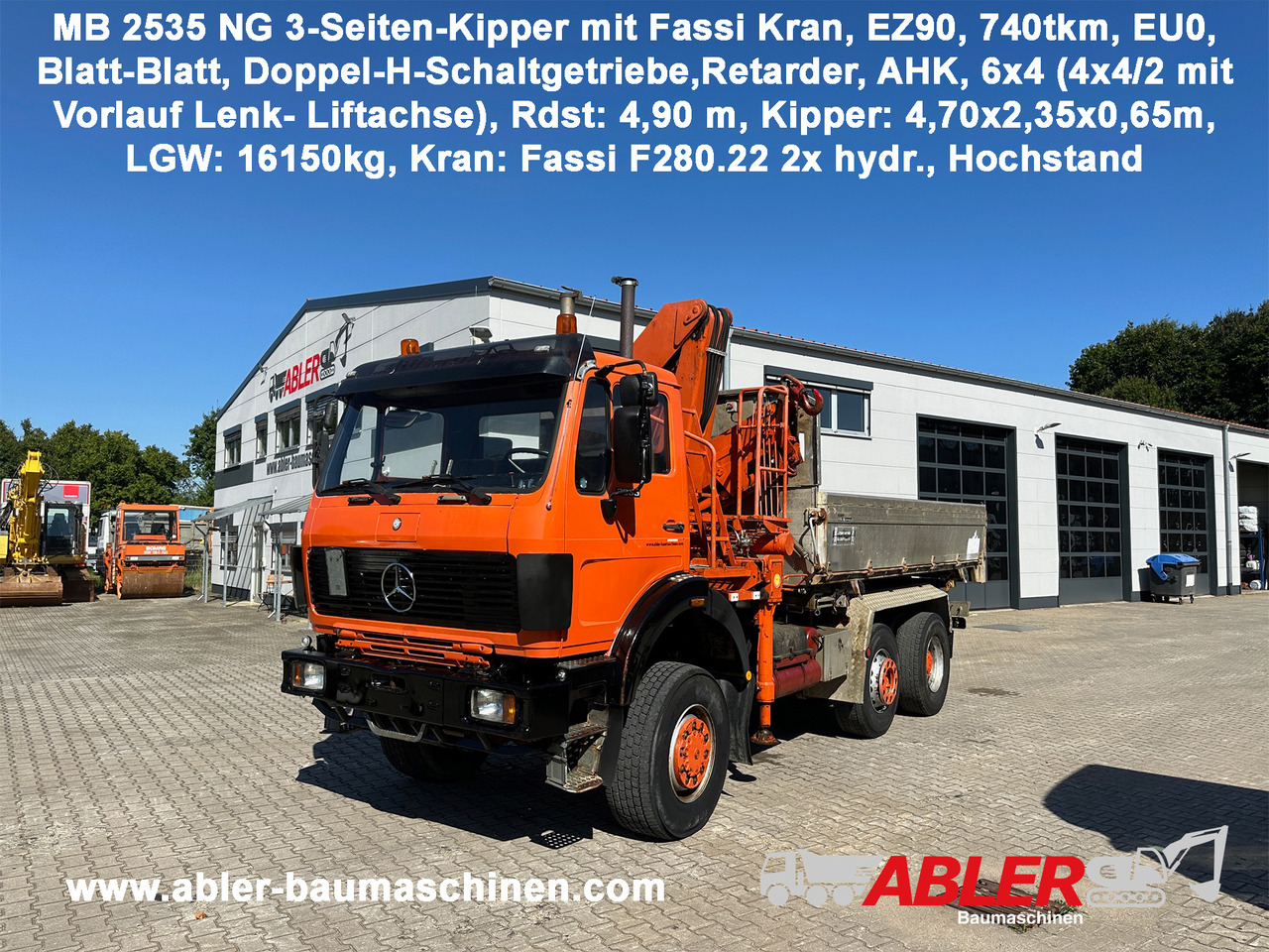 Mercedes-Benz 2535 NG 3-Seiten-Kipper mit Kran - Самосвал камион, Камион с кран: снимка 1 Mercedes-Benz 2535 NG 3-Seiten-Kipper mit Kran - Самосвал камион, Камион с кран: снимка 1