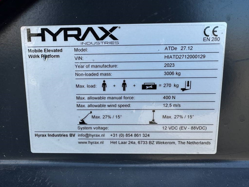 Телескопична платформа Hyrax ATDe 27.12: снимка 16