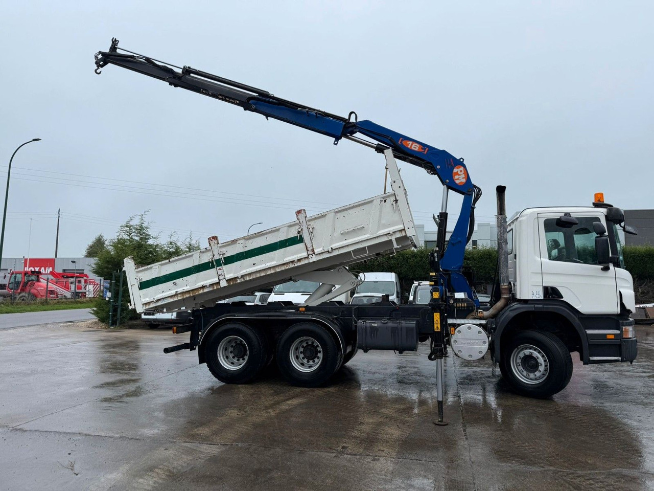 Scania PRT 380. 6x4. Kipper + Kran PM 16 Funk. Klima. - Самосвал камион, Камион с кран: снимка 4 Scania PRT 380. 6x4. Kipper + Kran PM 16 Funk. Klima. - Самосвал камион, Камион с кран: снимка 4