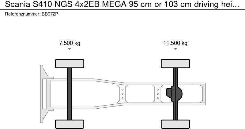 Влекач Scania S410 NGS 4x2EB MEGA 95 cm or 103 cm driving height - RETARDER - 817 TKM - FULL AIR - PARK. AIRCO - LEATHER SEATS - 2 x FUEL TANK: снимка 11