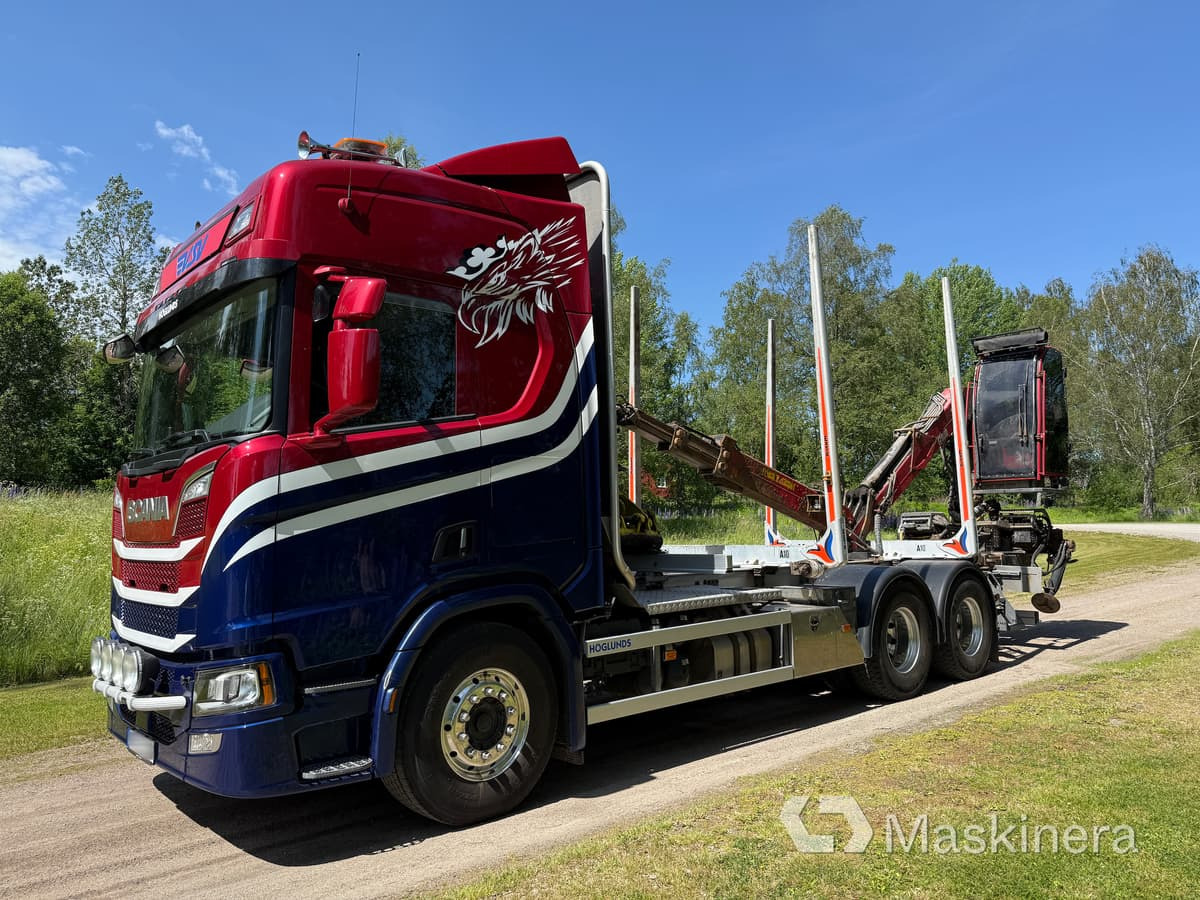 Timmerbil Scania R650B 6x4 NB med kran - Камион за дърва, Камион с кран: снимка 1 Timmerbil Scania R650B 6x4 NB med kran - Камион за дърва, Камион с кран: снимка 1