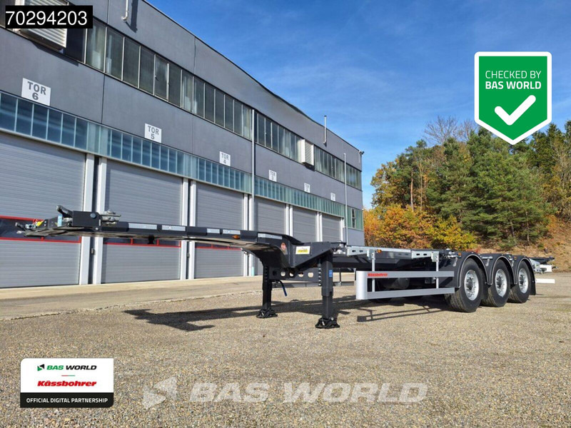 Kässbohrer K.SHG S / 40 - 12 / 27 EU 3 axles NEW! Front – Middle – Rear Extendable Container Chassis - Брезентово полуремарке: снимка 1 Kässbohrer K.SHG S / 40 - 12 / 27 EU 3 axles NEW! Front – Middle – Rear Extendable Container Chassis - Брезентово полуремарке: снимка 1