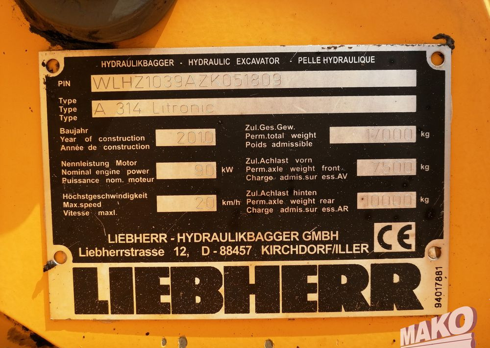 Колесен багер Liebherr A 314 Litronic: снимка 11