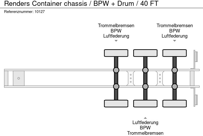 Контейнеровоз/ Сменна каросерия полуремарке Renders Container chassis / BPW + Drum / 40 FT: снимка 9 Контейнеровоз/ Сменна каросерия полуремарке Renders Container chassis / BPW + Drum / 40 FT: снимка 9