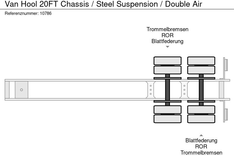 Контейнеровоз/ Сменна каросерия полуремарке Van Hool 20FT Chassis / Steel Suspension / Double Air: снимка 10