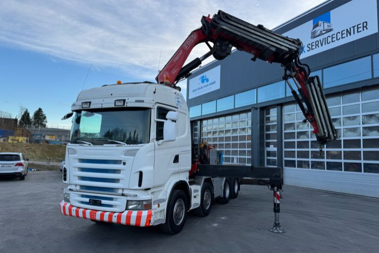 Scania R480 8x4 Fassi 660 SZM/Pritsche - Камион с кран: снимка 1 Scania R480 8x4 Fassi 660 SZM/Pritsche - Камион с кран: снимка 1
