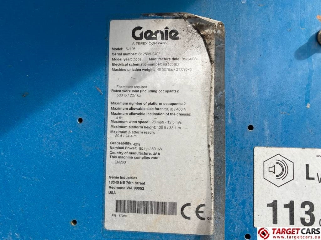 Телескопична платформа Genie S-125 Telescopic 4x4x4 Diesel Boom WorkLift 4010cm: снимка 10