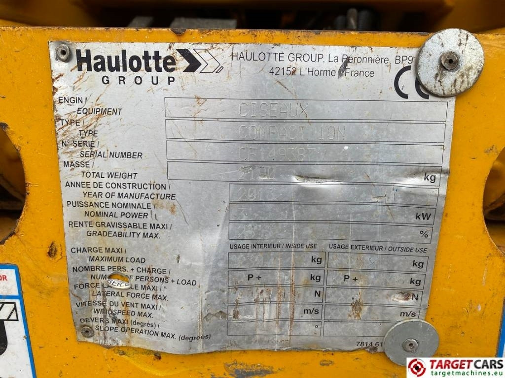 Ножична работна платформа Haulotte Compact 10N Electric Scissor Work Lift 1000cm: снимка 10