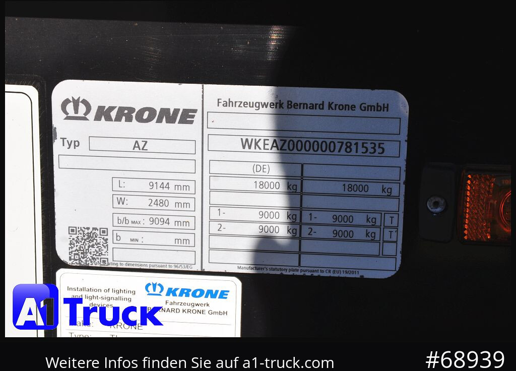 Контейнеровоз/ Сменна каросерия ремарке KRONE Standard BDF Anhänger für 7,45 WB, 1 Vorbesitzer: снимка 8