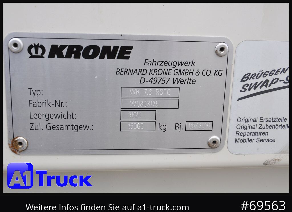 Каросерия - фургон KRONE WB BDF 7,45 Koffer,  2750mm innen, 20 x vorhanden: снимка 8