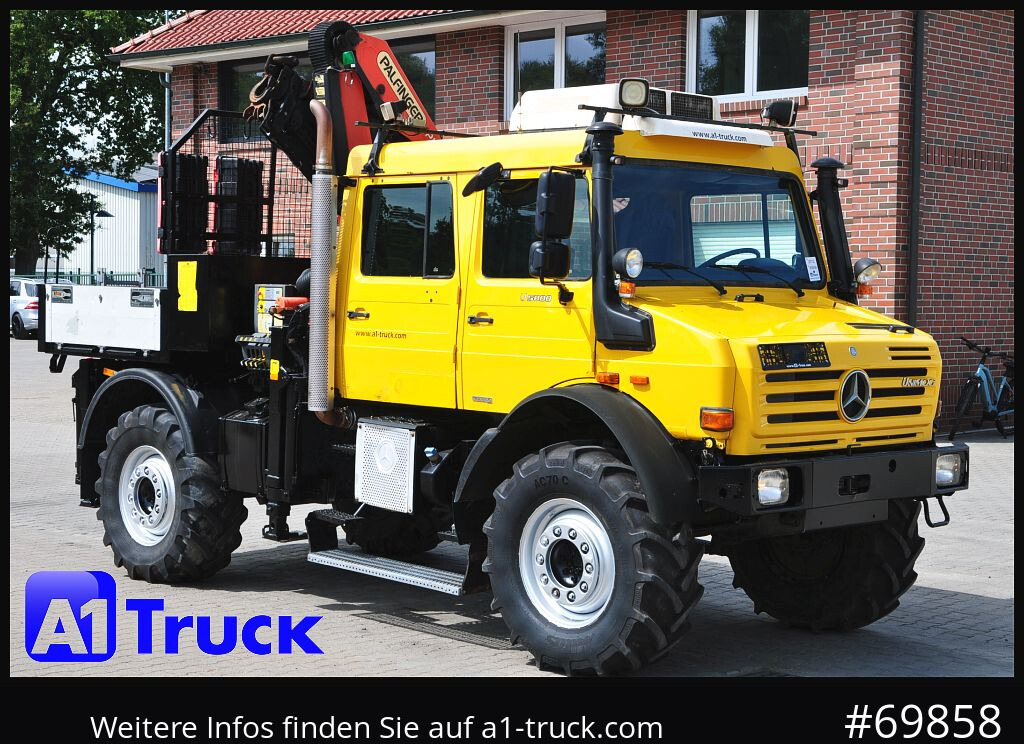 MERCEDES-BENZ Unimog U 5000 437/45 Kran Doka 6 Sitze - Камион с кран: снимка 1 MERCEDES-BENZ Unimog U 5000 437/45 Kran Doka 6 Sitze - Камион с кран: снимка 1