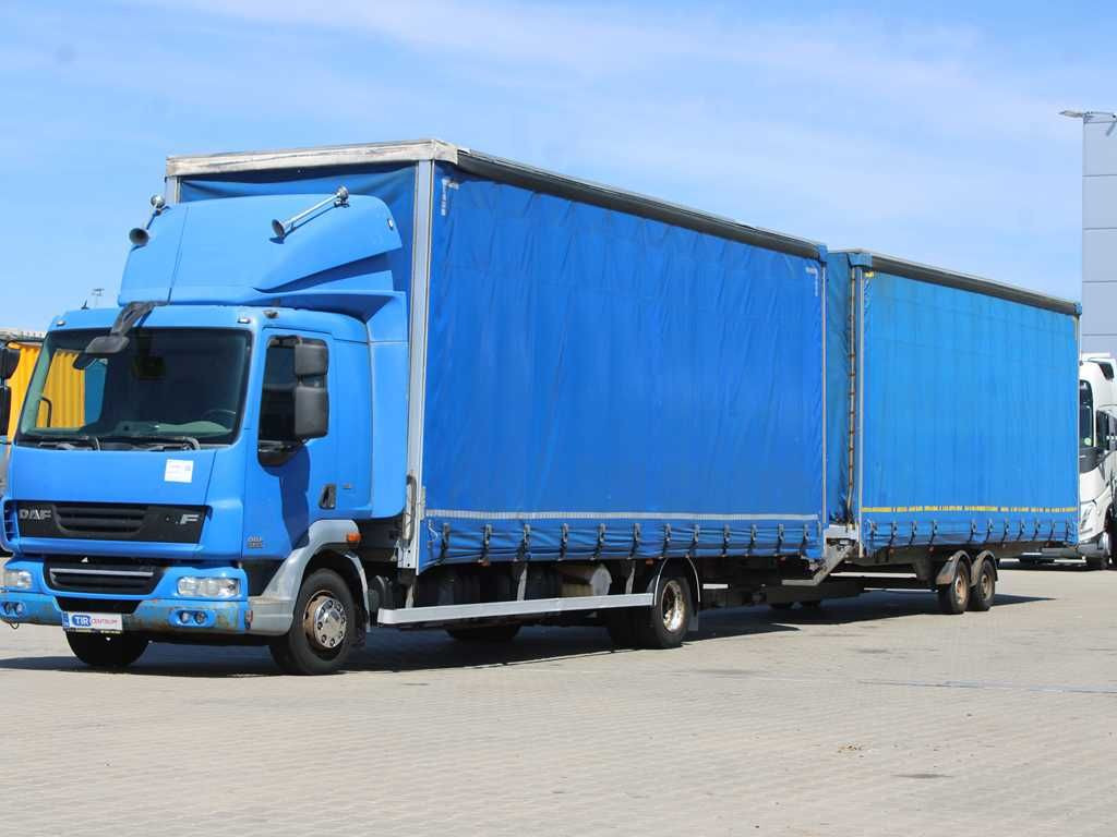 DAF FA LF 45, EURO 5, PNEU 80% + TRAILER AGADOS - Камион с брезент: снимка 1 DAF FA LF 45, EURO 5, PNEU 80% + TRAILER AGADOS - Камион с брезент: снимка 1