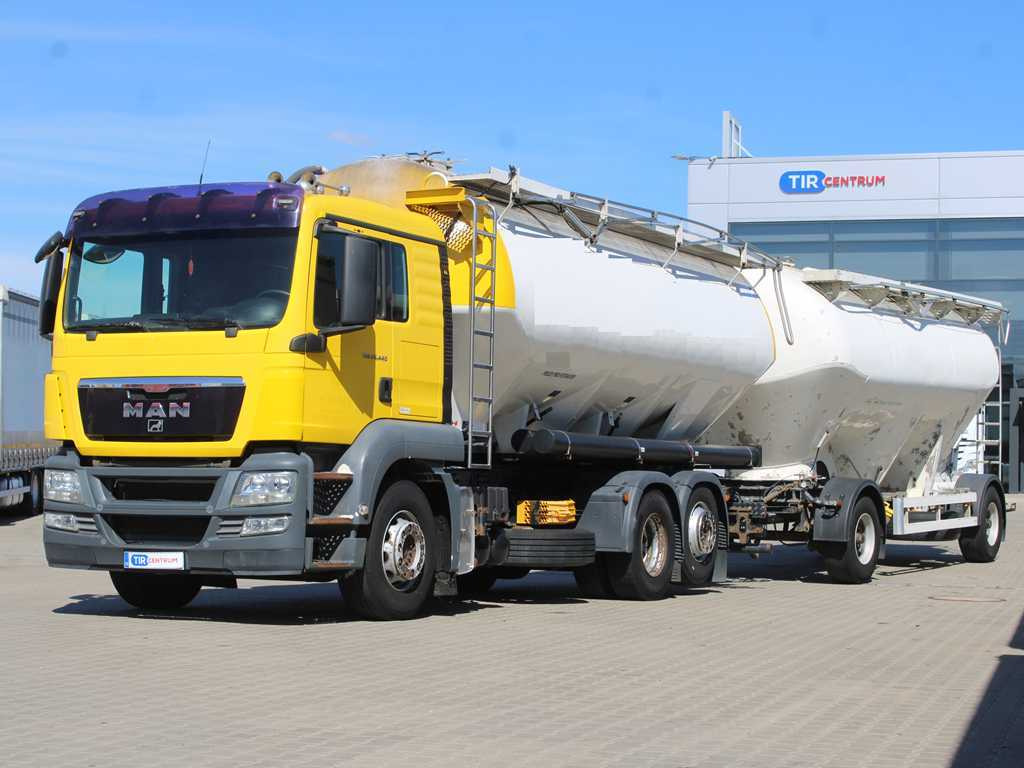 MAN TGA 26.440, 6x2, EURO 5, FELDBINDER 30m3, LIFTING AXLE, SILO + SPITZER (2006) - Камион цистерна: снимка 1 MAN TGA 26.440, 6x2, EURO 5, FELDBINDER 30m3, LIFTING AXLE, SILO + SPITZER (2006) - Камион цистерна: снимка 1