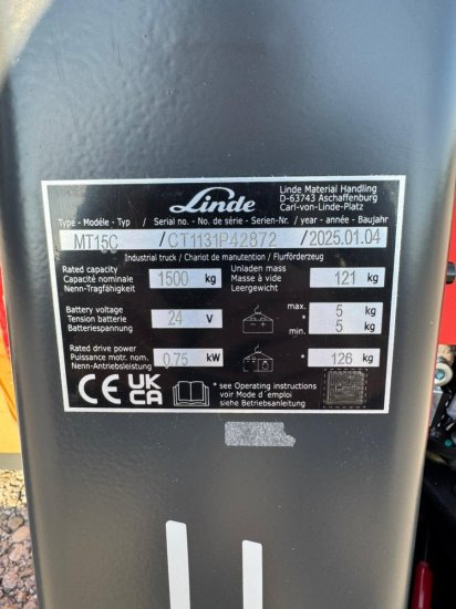 Нови Палетна количка Linde Niederhubwagen MT15C: снимка 7