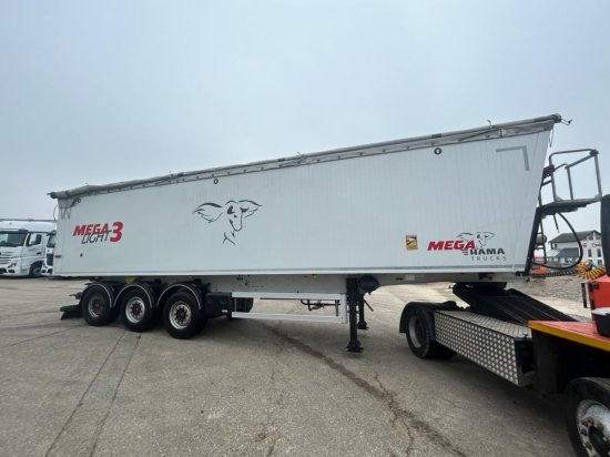 MEGA Alu-Kastenmulde 55m³, SAF-Achsen, Rollplane, Kombiklappe, Stehpodest - Самосвал полуремарке: снимка 1 MEGA Alu-Kastenmulde 55m³, SAF-Achsen, Rollplane, Kombiklappe, Stehpodest - Самосвал полуремарке: снимка 1