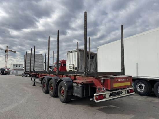 Schwarzmüller Holzauflieger 6 Rungenpaare, BPW-Achsen - Полуремарке за дърва: снимка 2 Schwarzmüller Holzauflieger 6 Rungenpaare, BPW-Achsen - Полуремарке за дърва: снимка 2