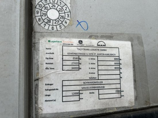 Бордово полуремарке/ Платформа Schwarzmüller Plateau-Auflieger J Serie: снимка 8