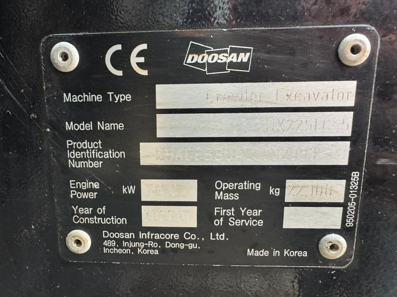 Верижен багер Doosan DX225LC-5: снимка 16