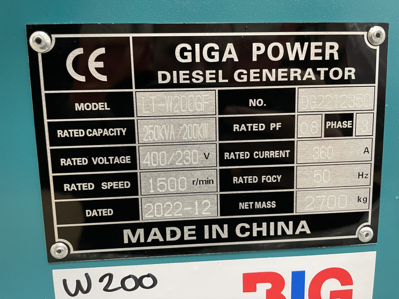 Нови Електрогенератор Giga power 250 kVA LT-W200GF silent generator set: снимка 10