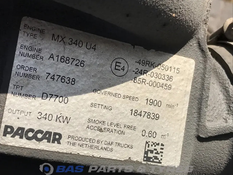 DAF CF85 Euro 4-5 Motor DAF MX340 U4 1850003 - Двигател за Камион: снимка 5 DAF CF85 Euro 4-5 Motor DAF MX340 U4 1850003 - Двигател за Камион: снимка 5