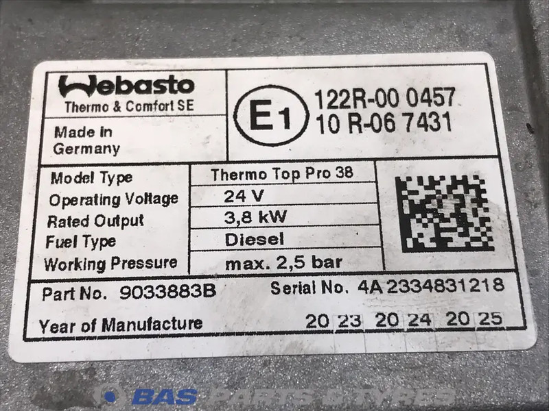 Webasto Thermo Top Pro 38 Standkachel 2289937 - Отопление/ Вентилация за Камион: снимка 4 Webasto Thermo Top Pro 38 Standkachel 2289937 - Отопление/ Вентилация за Камион: снимка 4